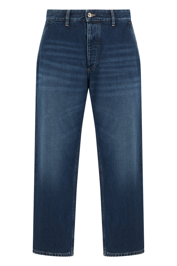 Straight Leg Jeans Deep Blue Cotton Denim Regular & Straight-leg
