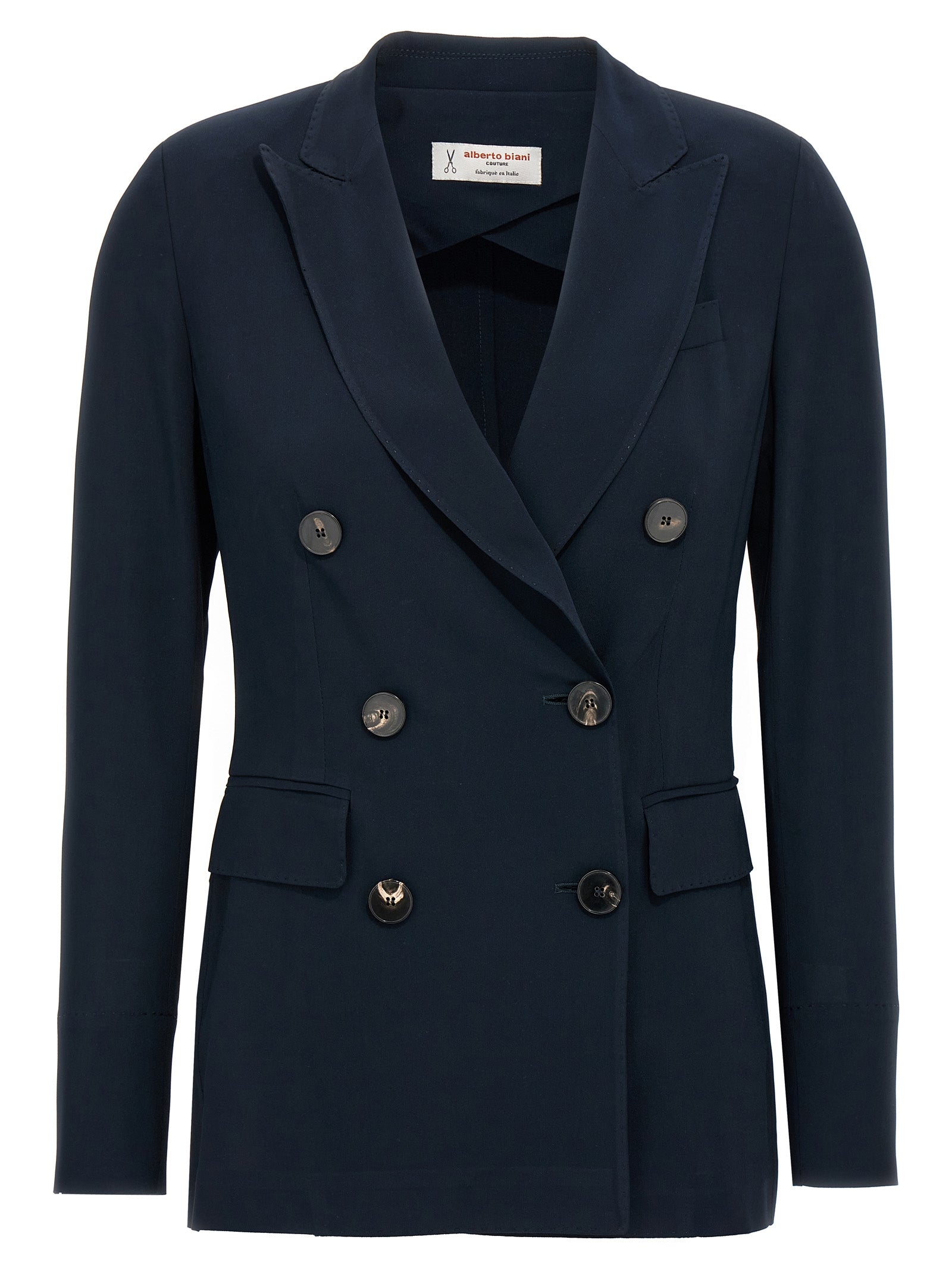 Double-breasted blazer Blue Viscose Elastane Blazer, Suits
