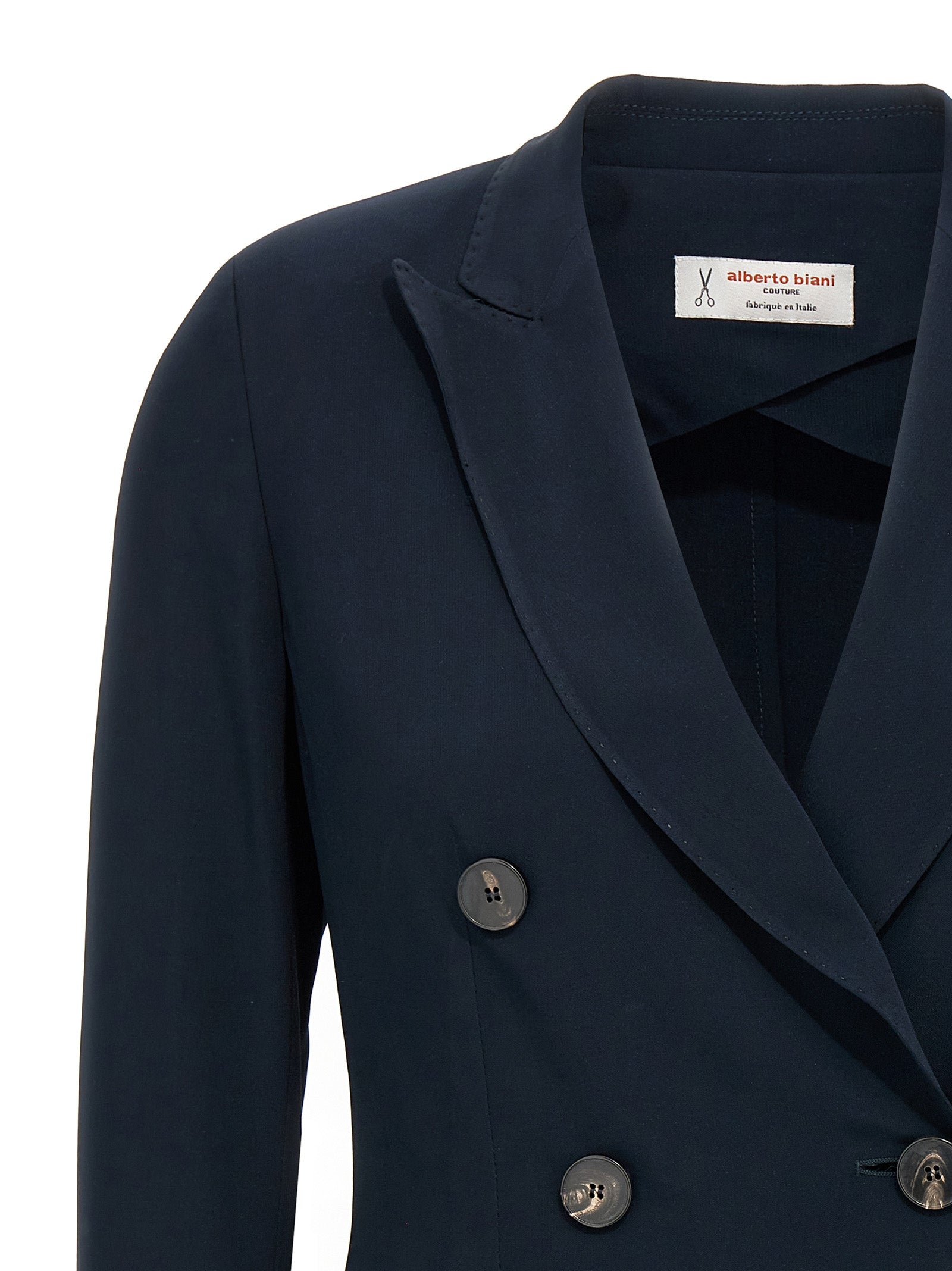 Double-breasted blazer Blue Viscose Elastane Blazer, Suits