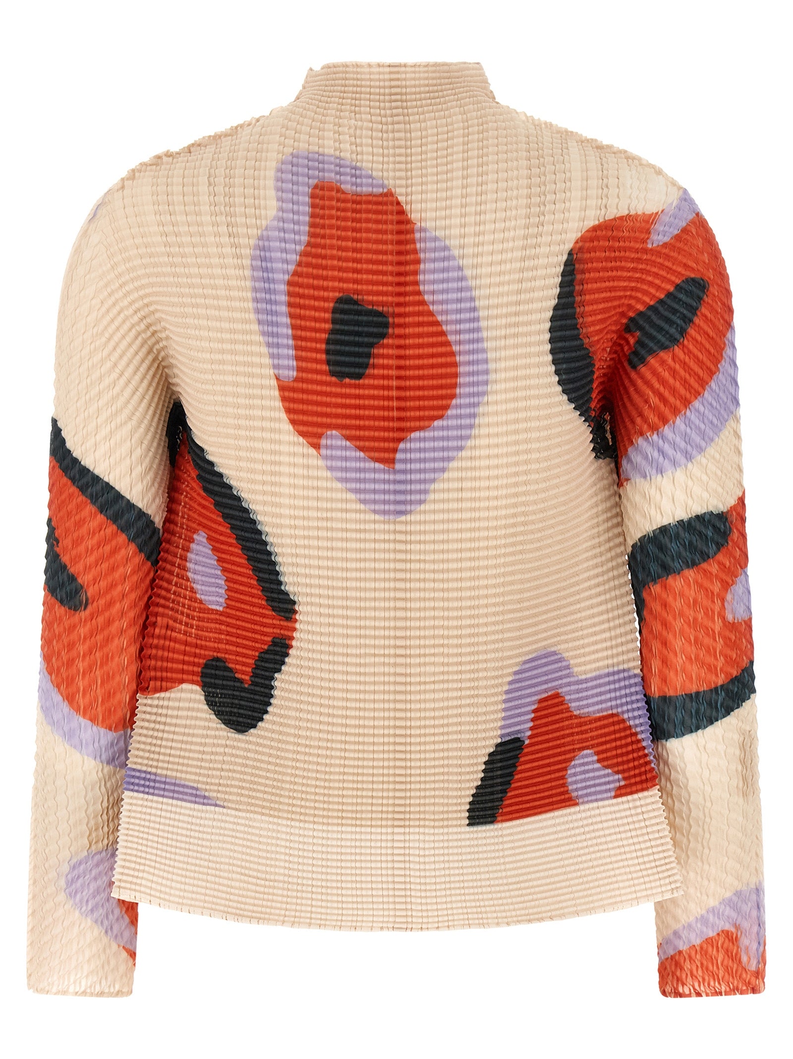 Verve Pleats Top Cardigan Beige Polyester Sweater, Cardigans