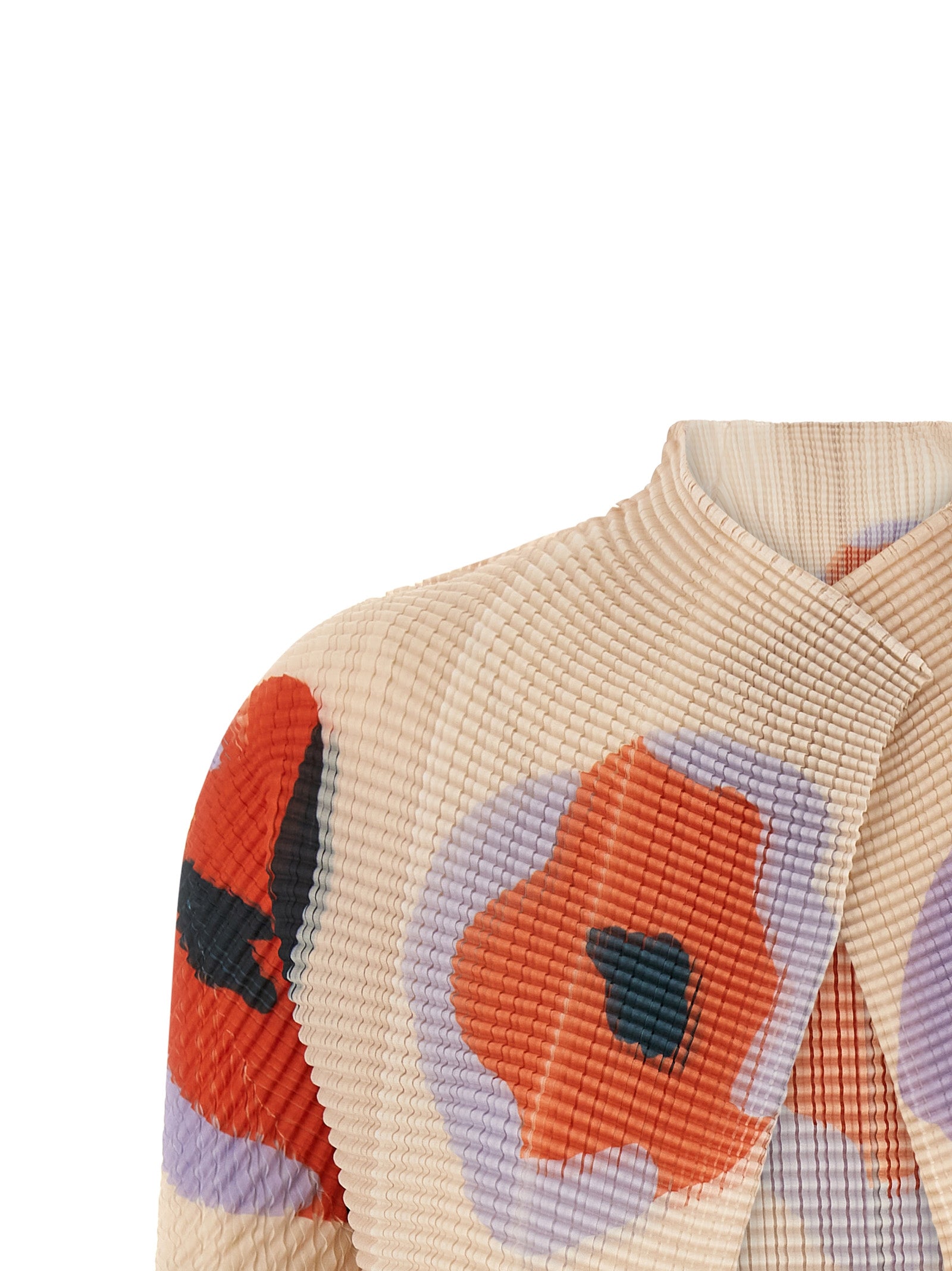 Verve Pleats Top Cardigan Beige Polyester Sweater, Cardigans