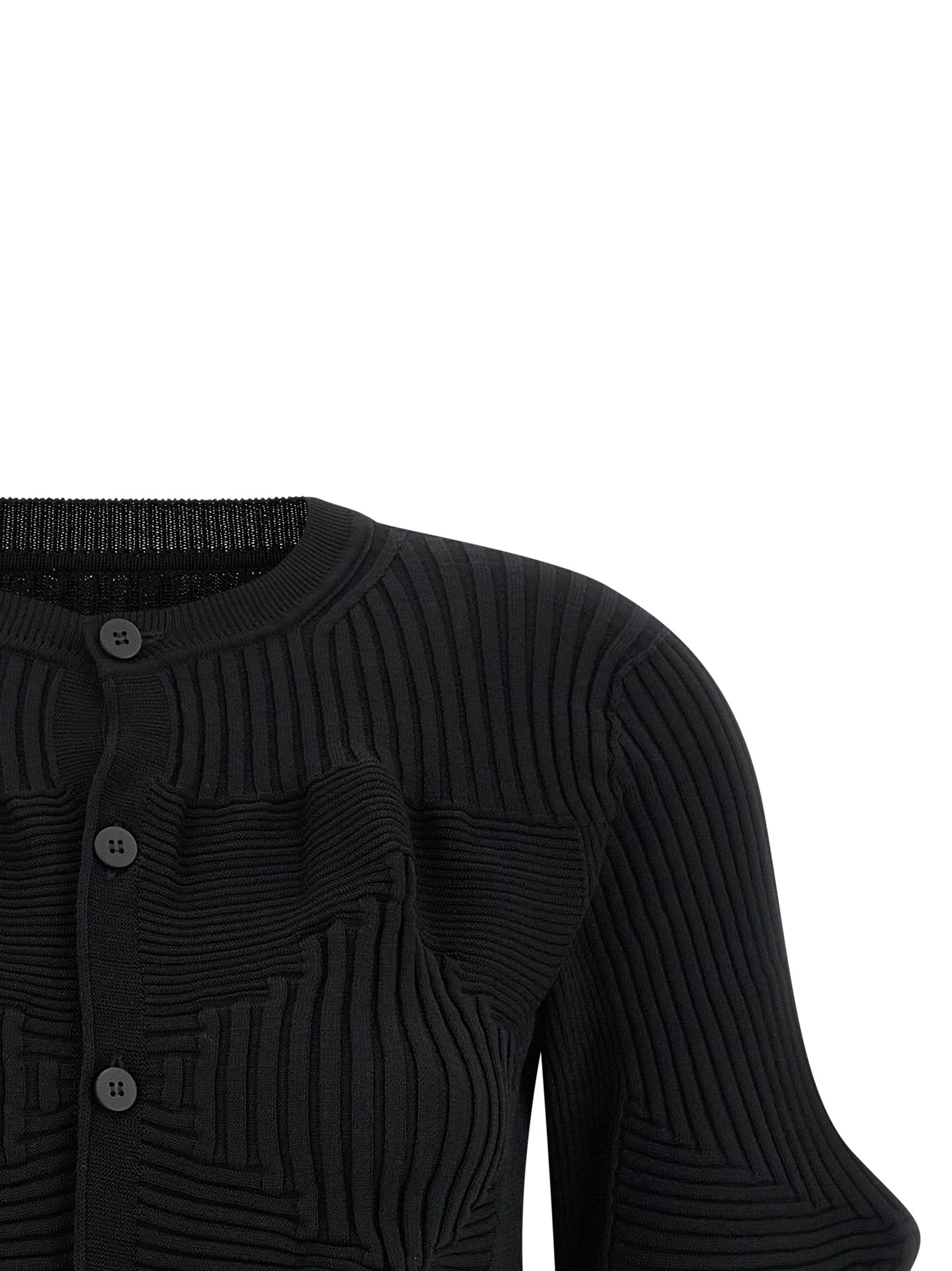 Linkage Cardigan Black Polyester Sweater, Cardigans