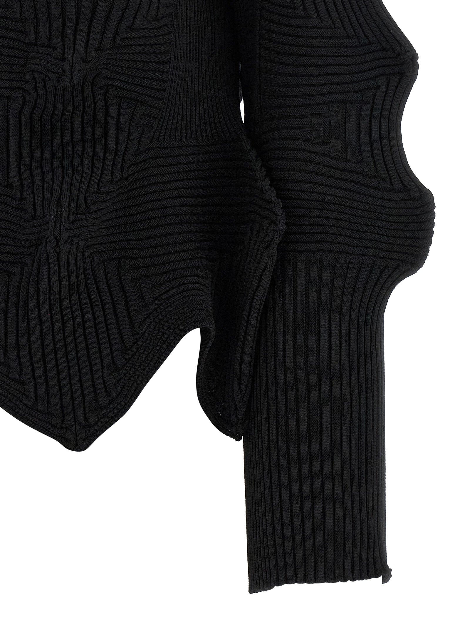 Linkage Cardigan Black Polyester Sweater, Cardigans