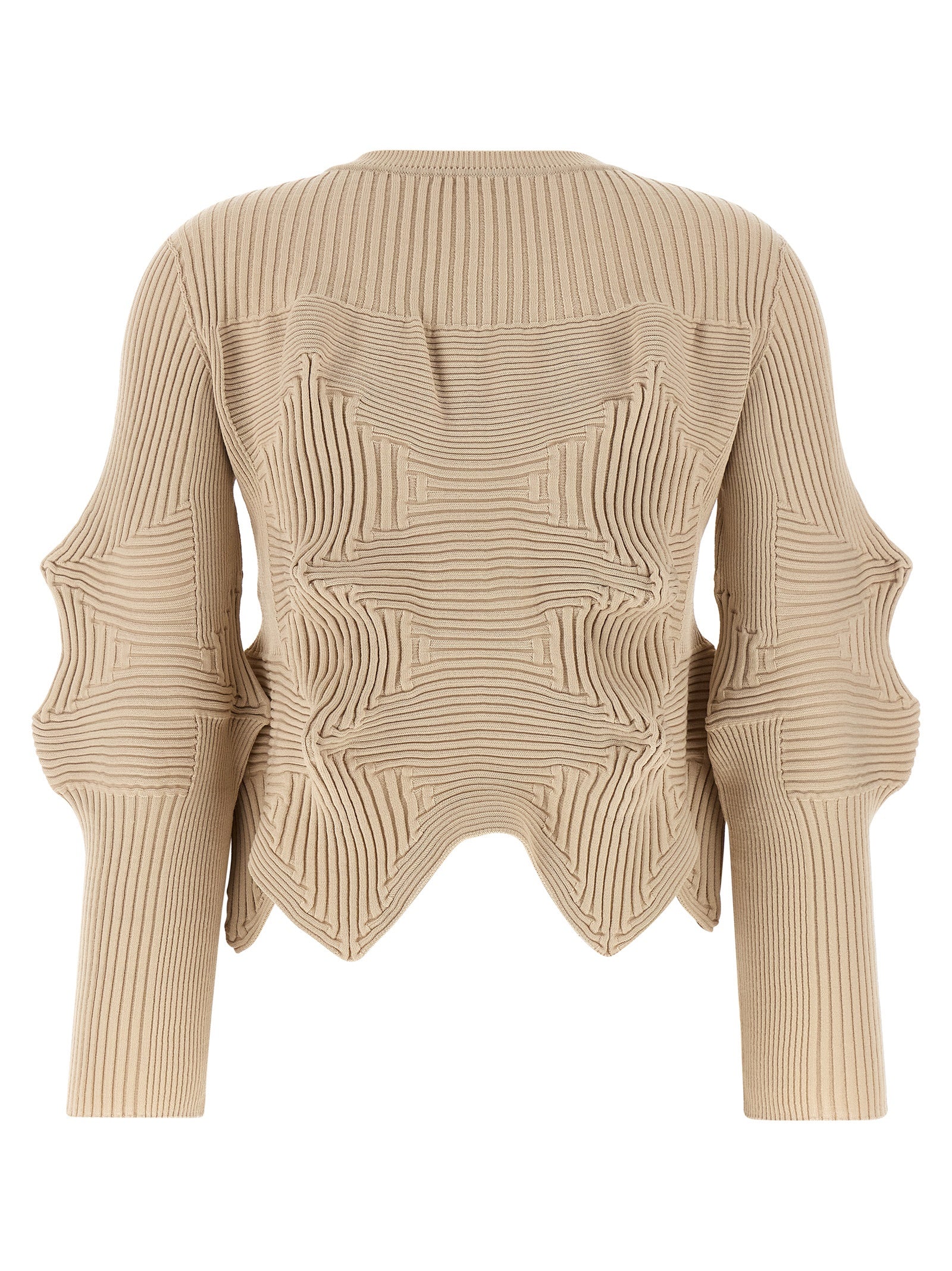 Linkage Cardigan Beige Polyester Sweater, Cardigans