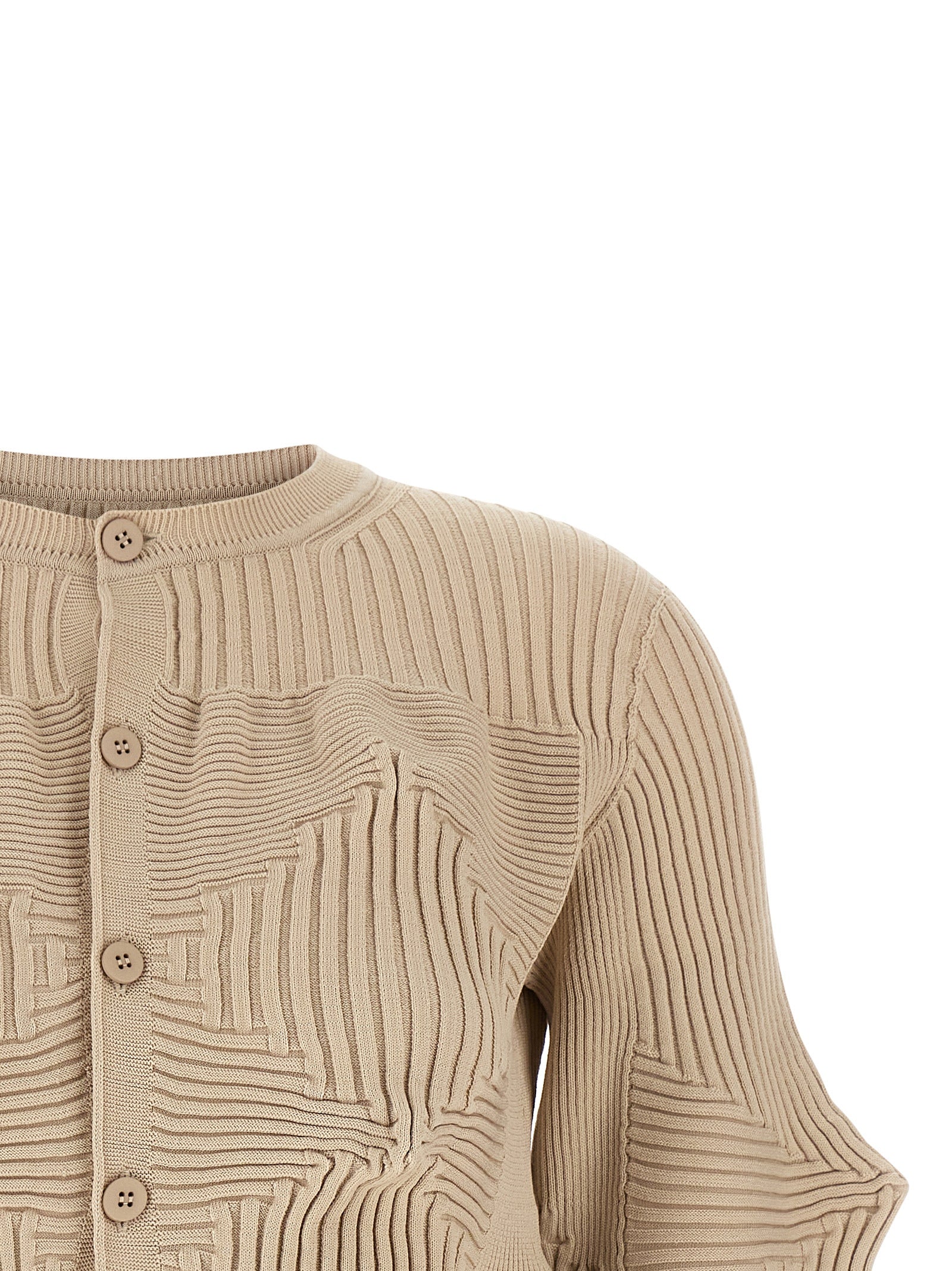 Linkage Cardigan Beige Polyester Sweater, Cardigans