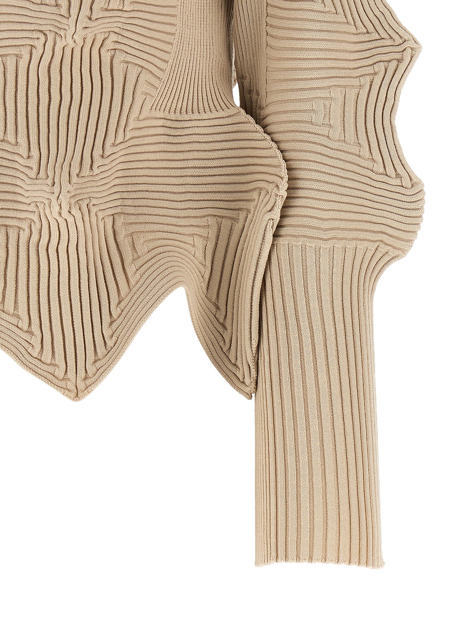 Linkage Cardigan Beige Polyester Sweater, Cardigans