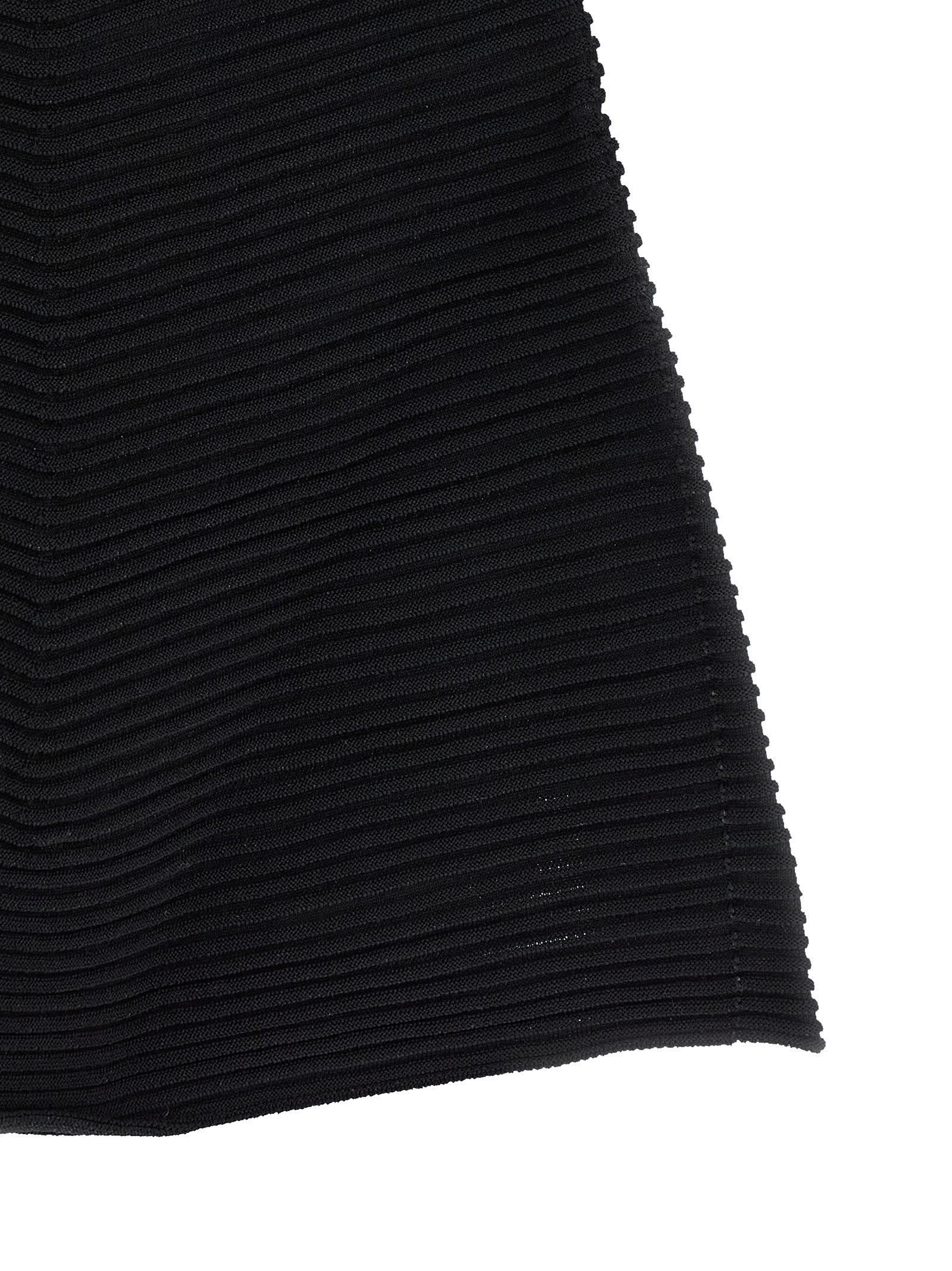 Corrugated Knit Dress Black Polyester Nylon Pi