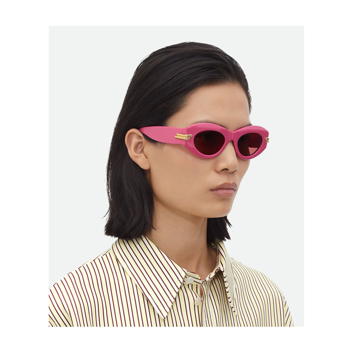 Bottega Veneta BV1322S Linea Mitre 004 Fuchsia Red Rosa Recycled Acetate Occhiali Da Sole