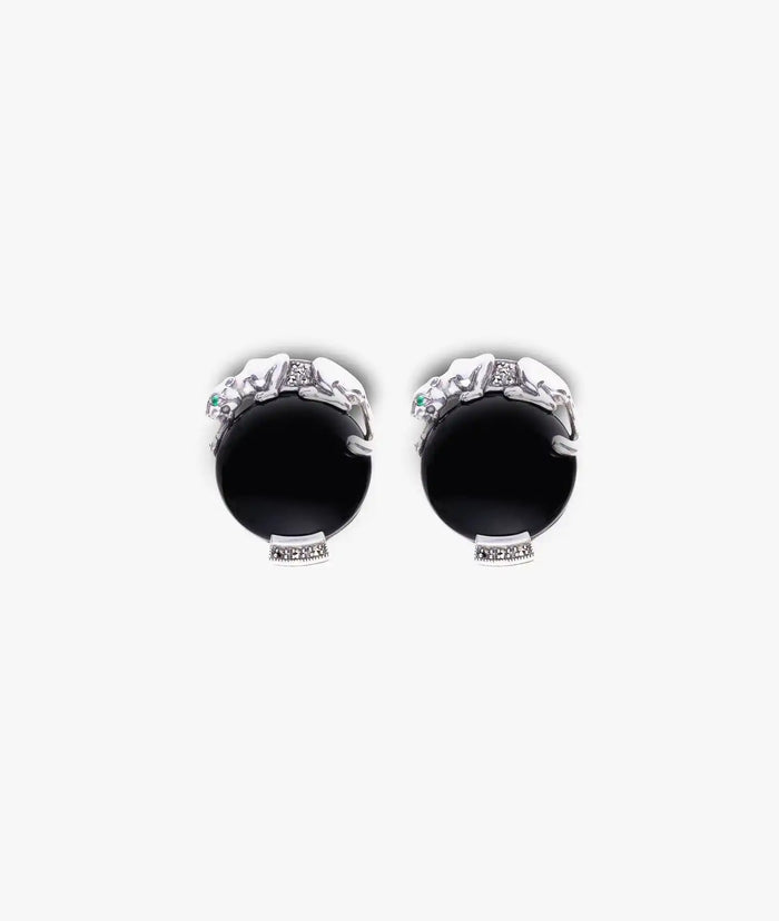 Panther Silver And Onyx Cufflinks