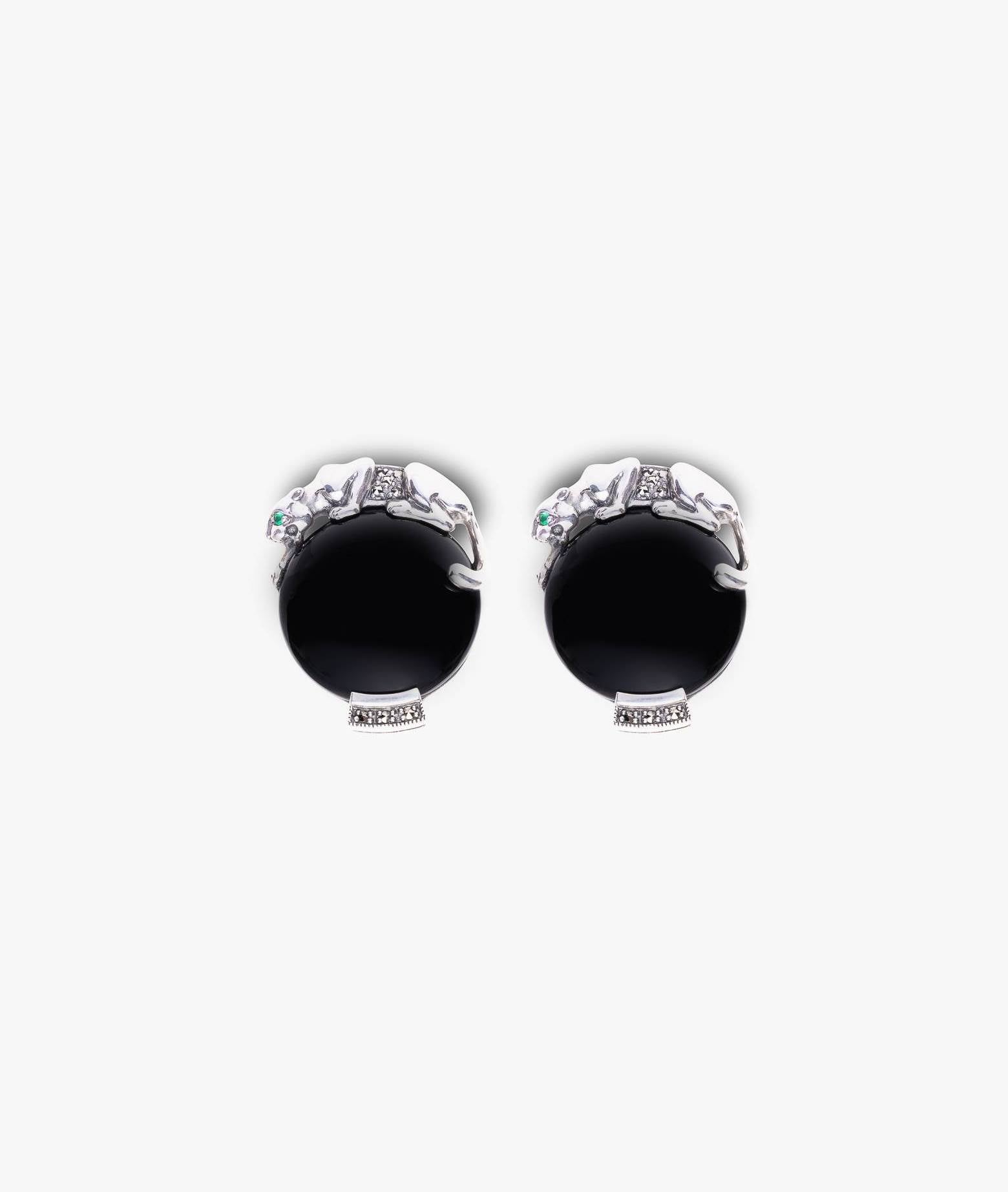 Panther Silver And Onyx Cufflinks