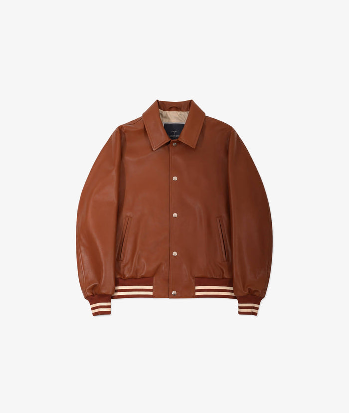 Overdrive Bomber Brown Leather Blouson