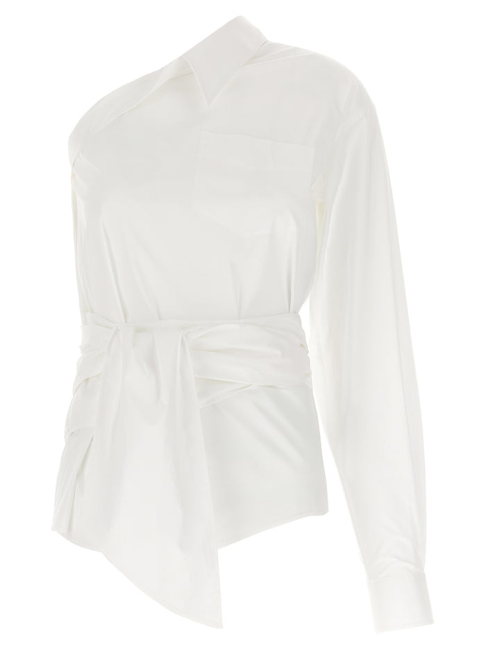 One-shoulder shirt White Cotton Elastane Shirt, Blouse
