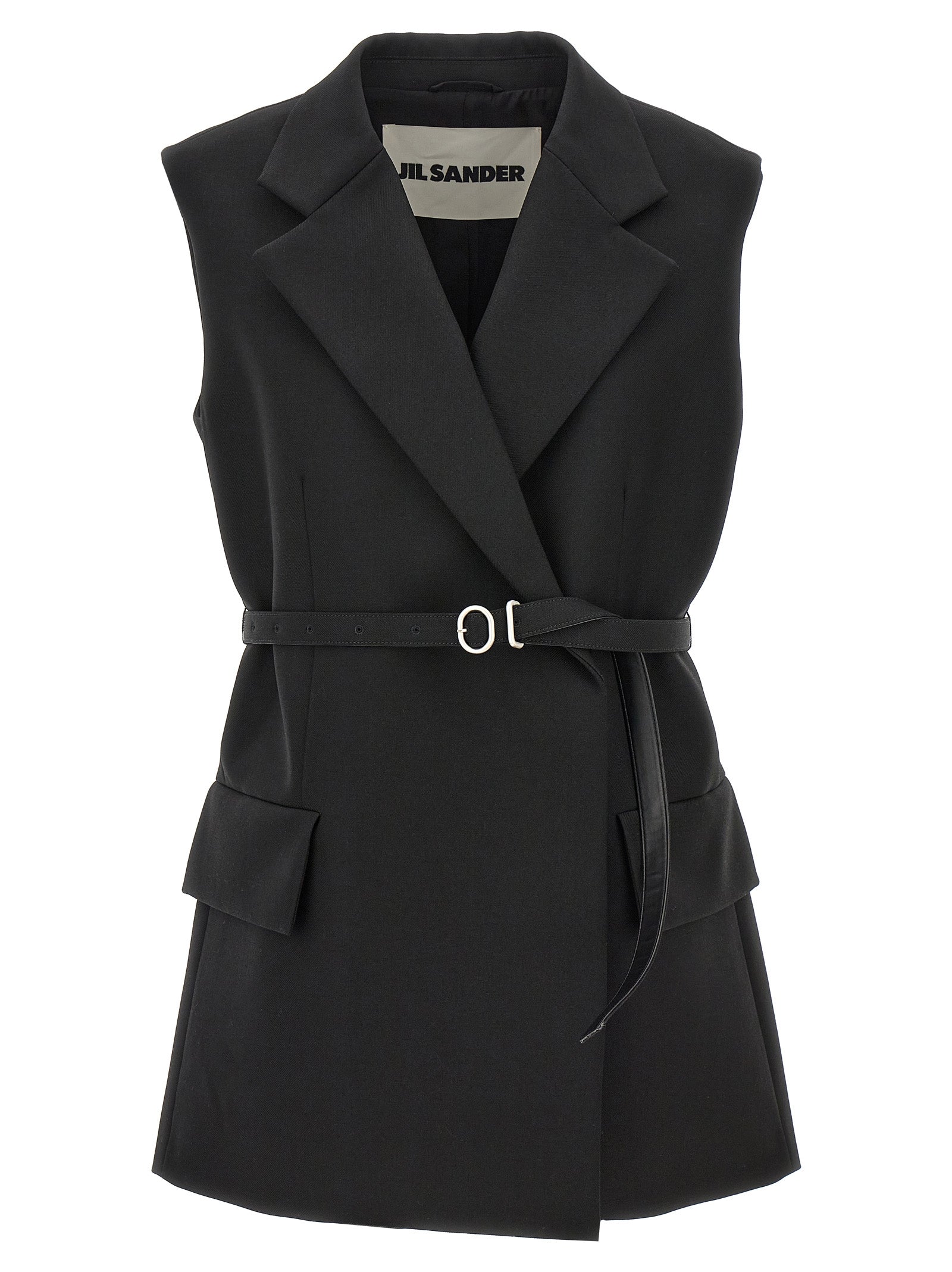 Belt wool vest Black Gilet