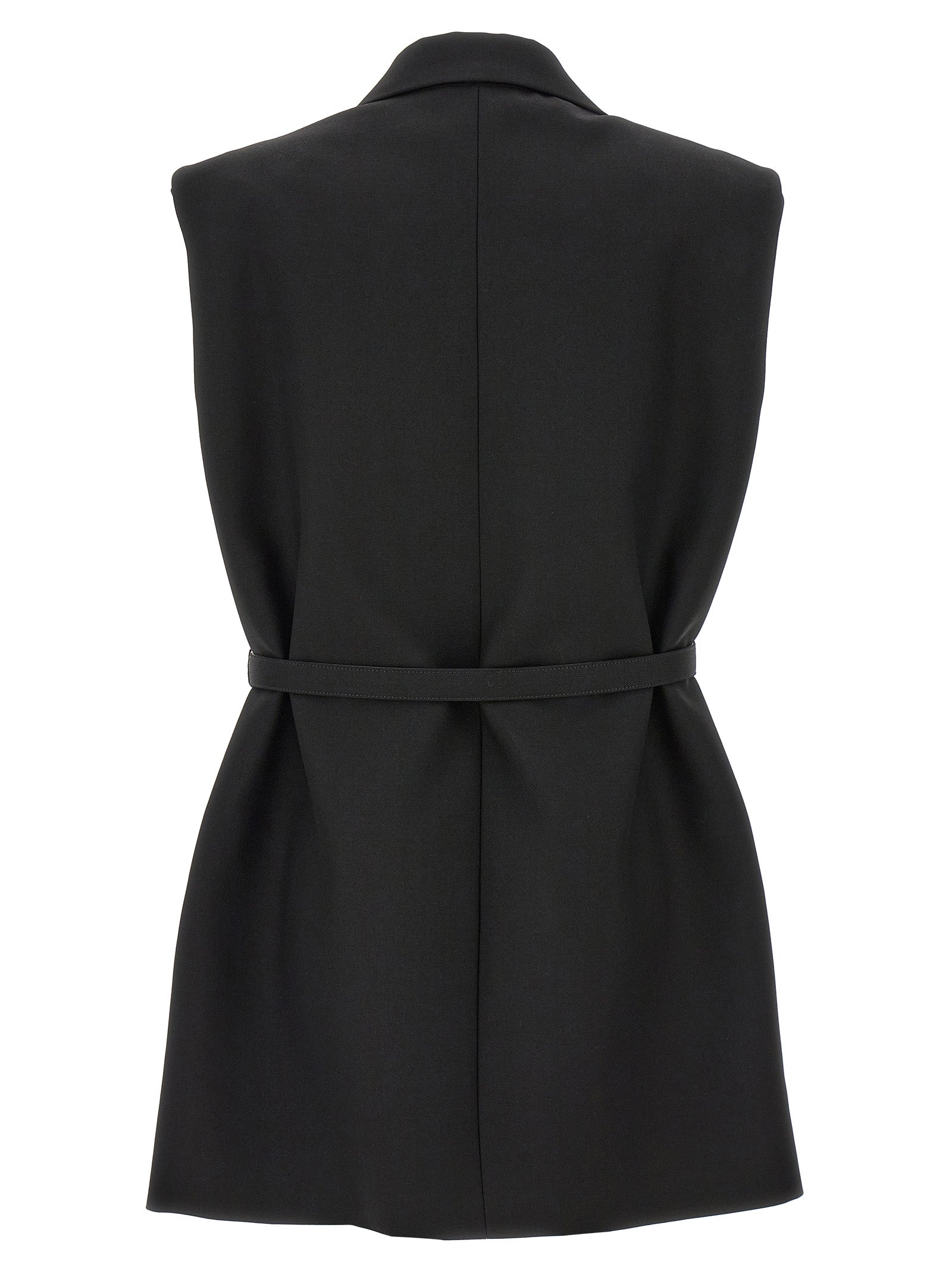 Belt wool vest Black Gilet