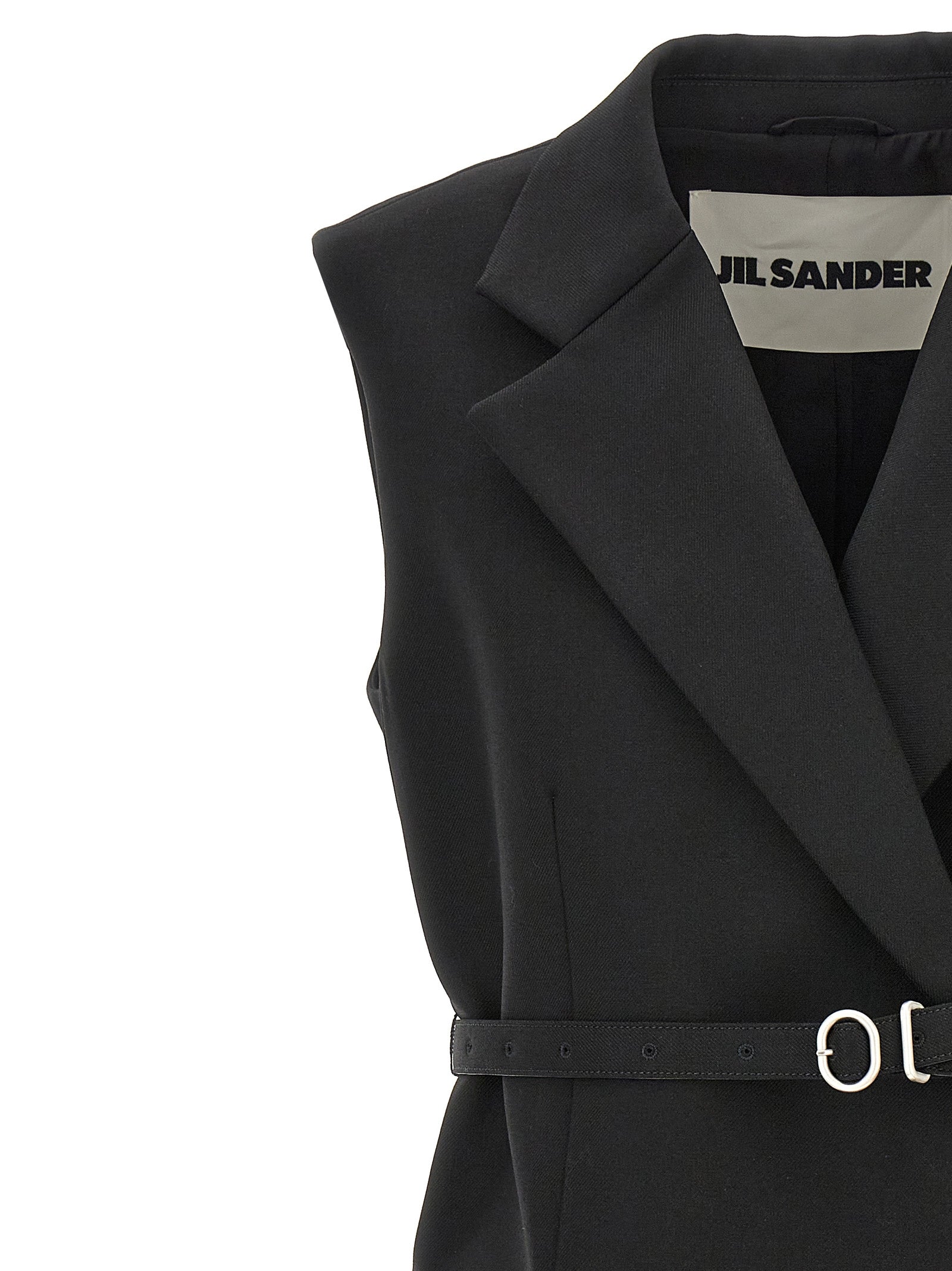 Belt wool vest Black Gilet