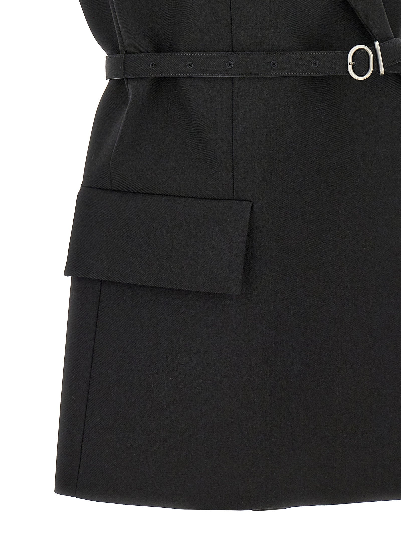 Belt wool vest Black Gilet
