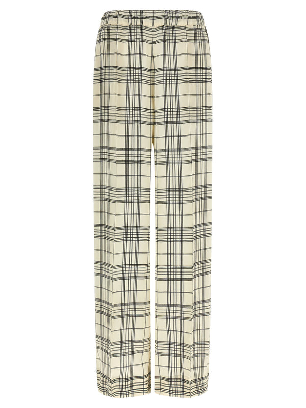 Jil Sander Check-Patterned Viscose Trousers — Cream