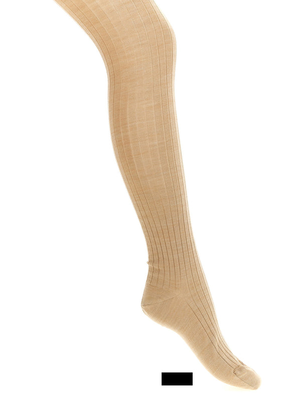 Jil Sander Ribbed Wool-Blend Leggings — beige