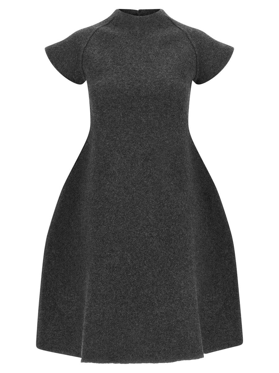 Jil Sander Virgin Wool A-Line Dress — Charcoal