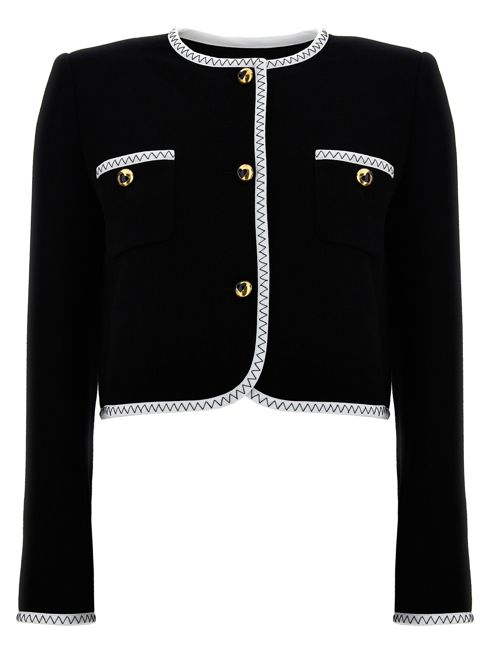 Crepe short jacket White/black Blazer, Suits