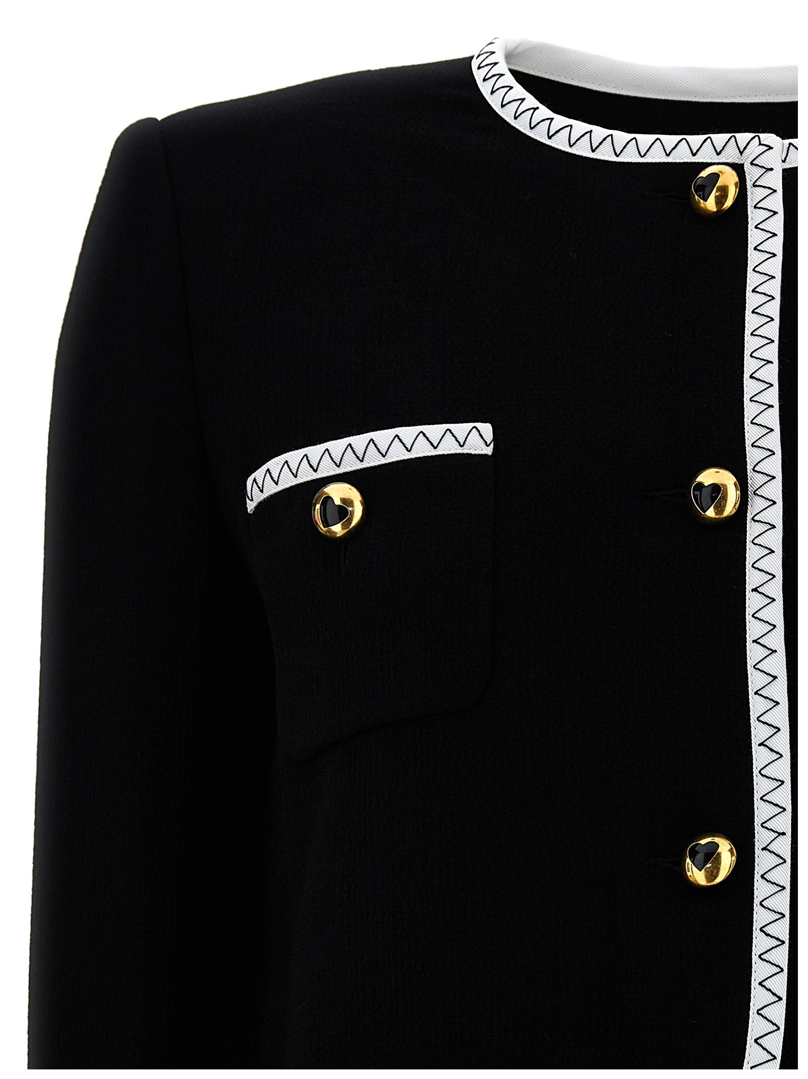 Crepe short jacket White/black Blazer, Suits