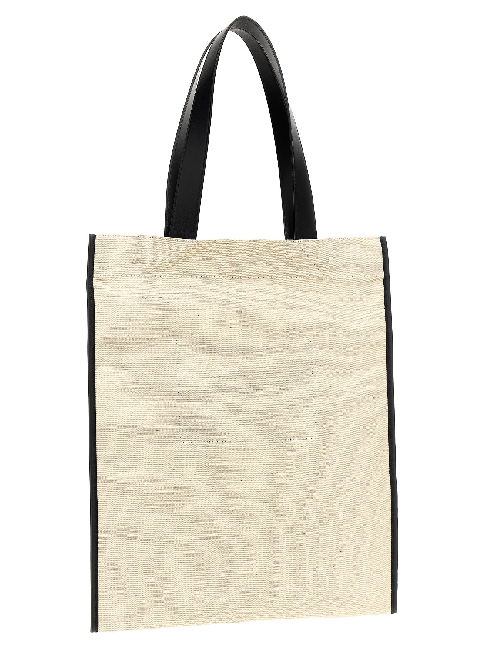 Medium Flat shopping bag White/black Jute Cotton Tote