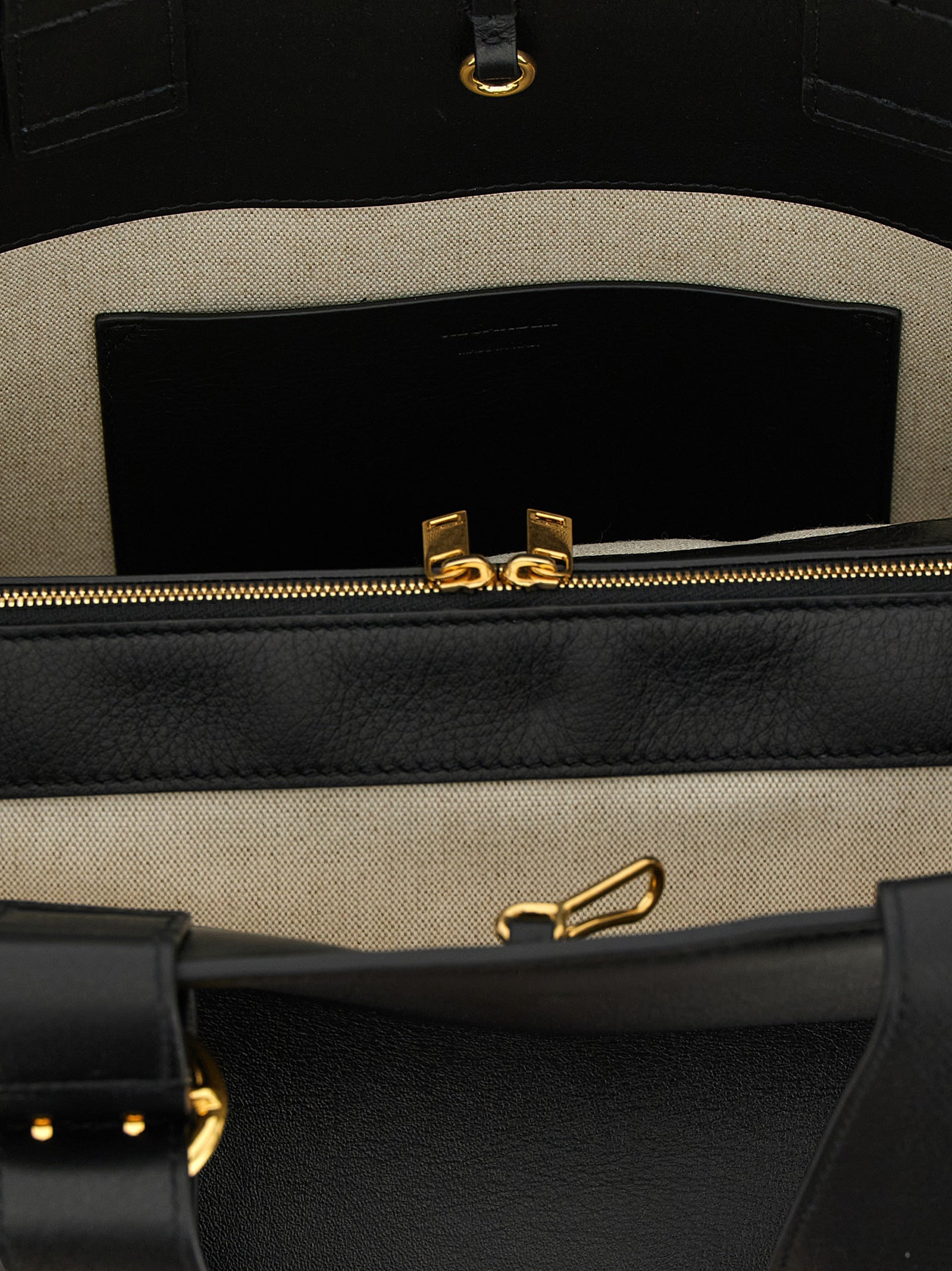 Cannolo shopping bag Black Calfskin Leather (bos Taurus) Tote