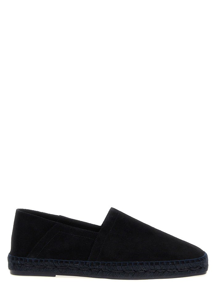 Barnes espadrilles Blue Calf Leather Cotton Flat Shoes