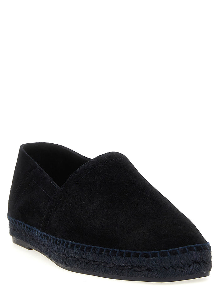 Barnes espadrilles Blue Calf Leather Cotton Flat Shoes