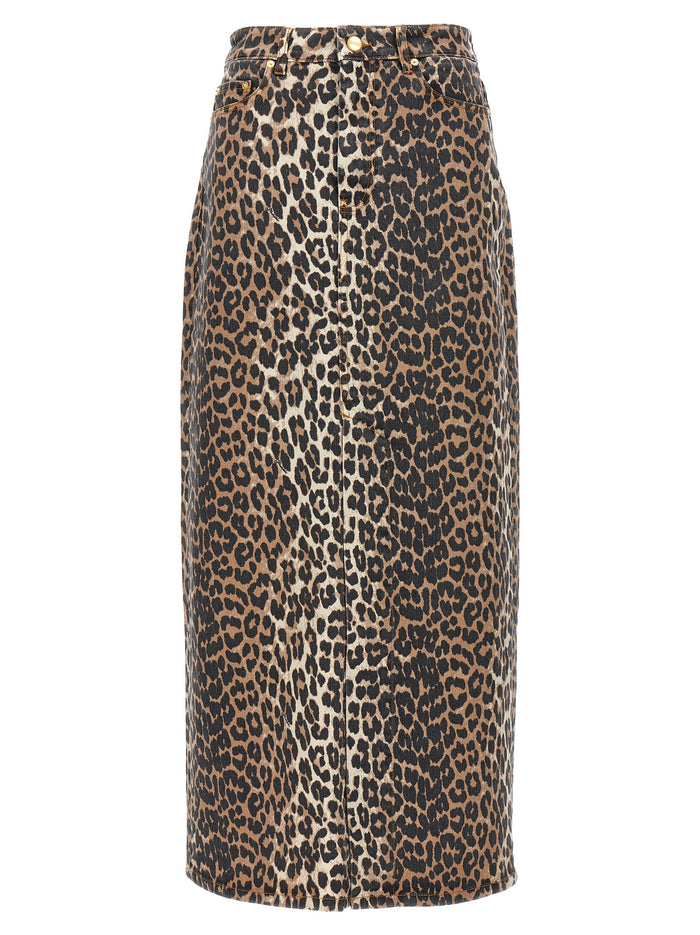 Animal print long skirt Brown Organic Cotton