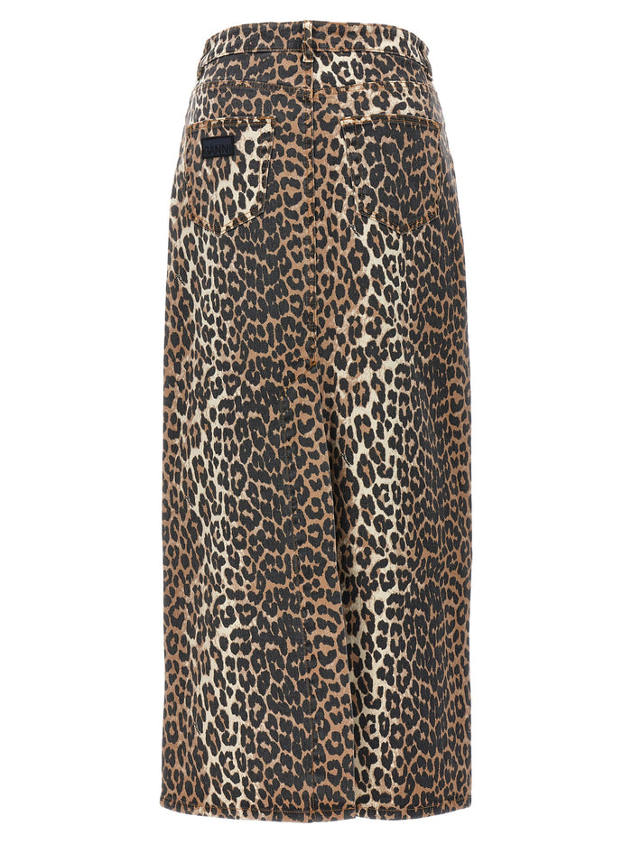 Animal print long skirt Brown Organic Cotton