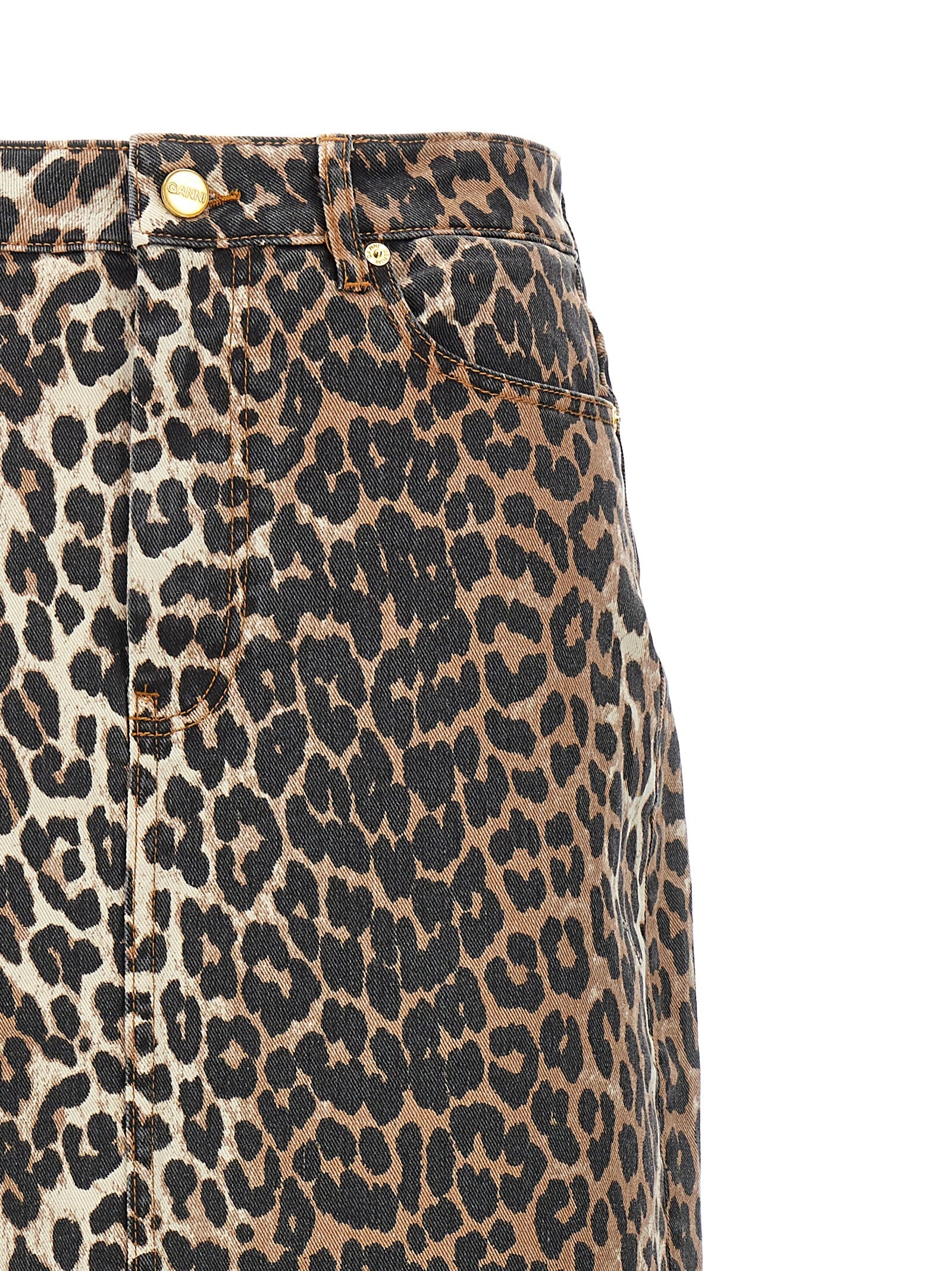 Animal print long skirt Brown Organic Cotton