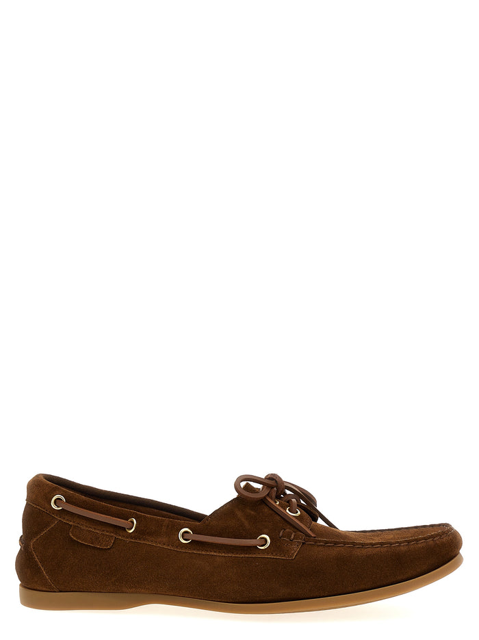 Robin boat shoe Brown Calfskin Leather Brass Loafers