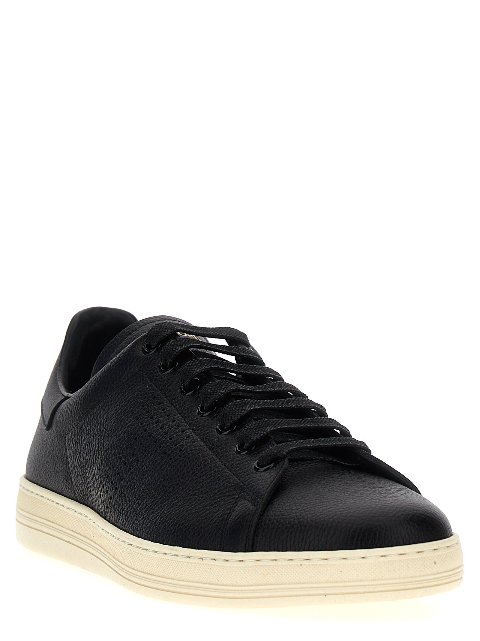Logo leather sneakers White/black Brass Cotton