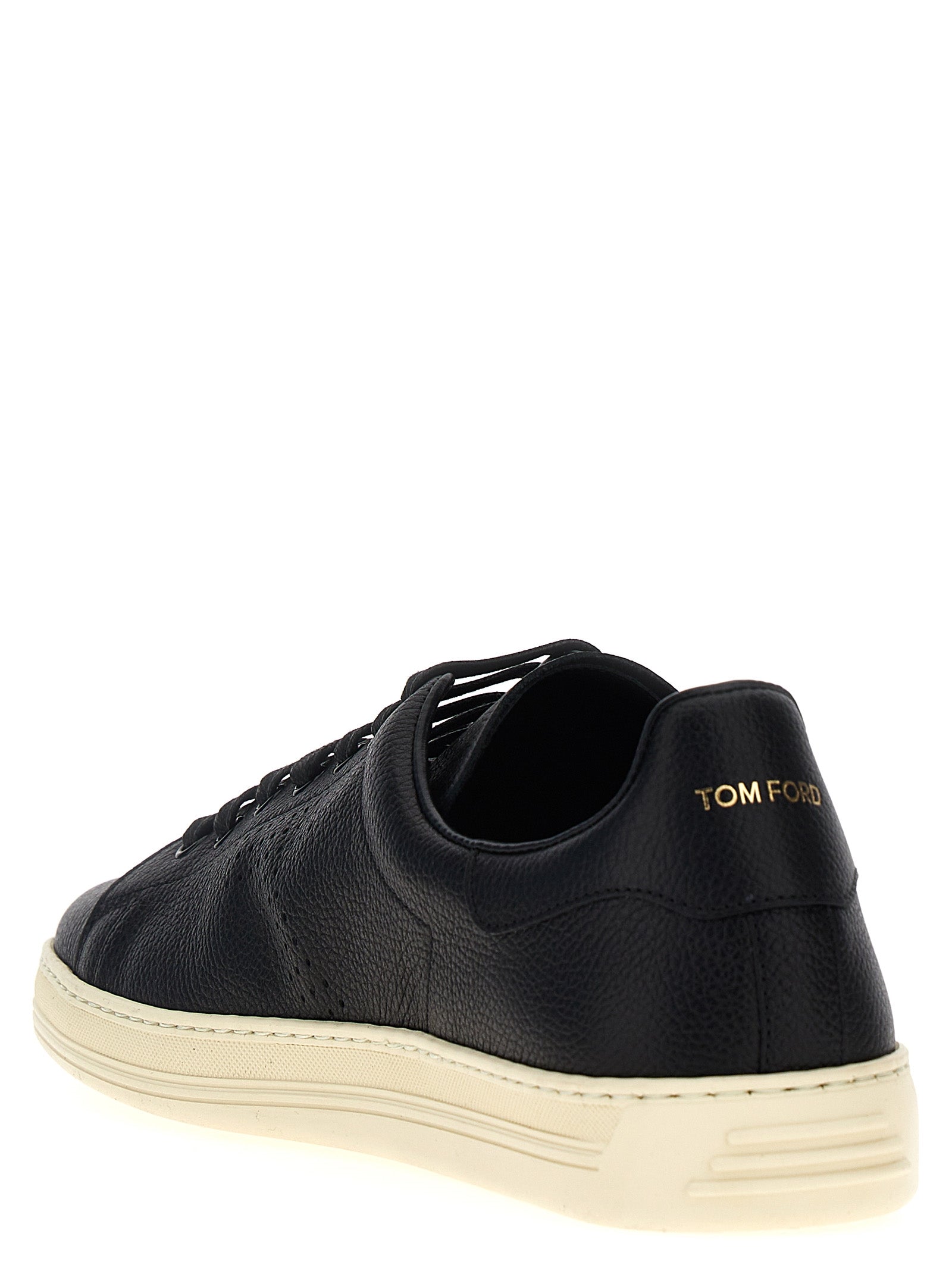 Logo leather sneakers White/black Brass Cotton