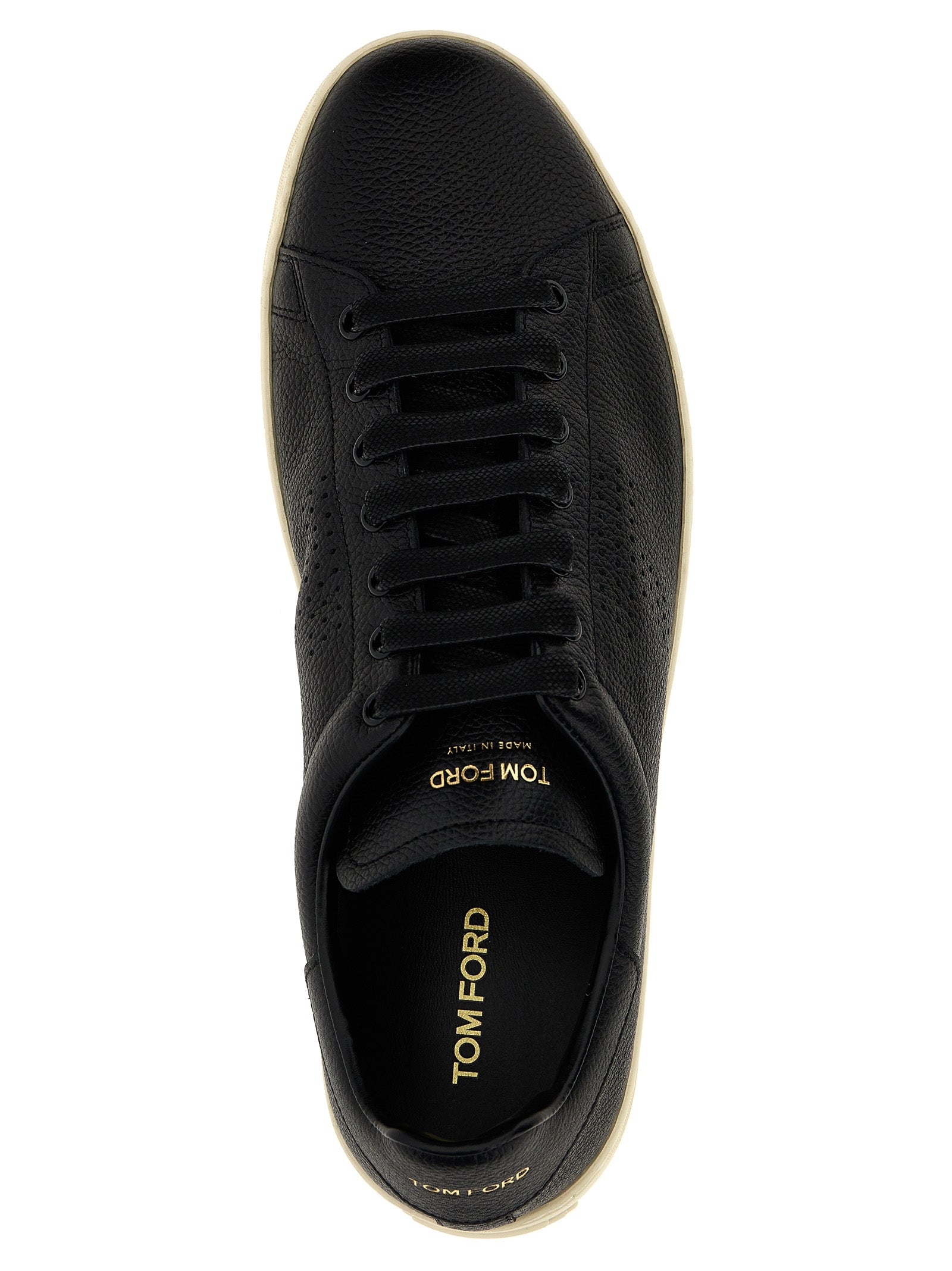 Logo leather sneakers White/black Brass Cotton