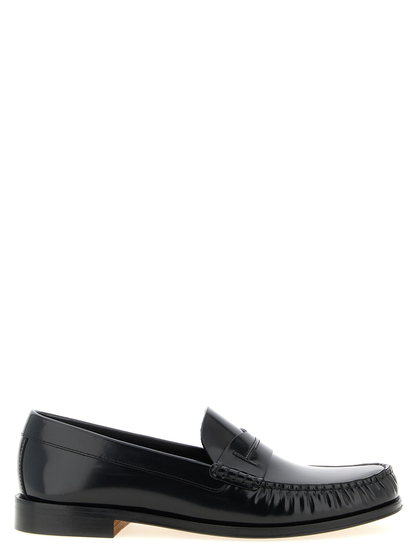 Shiny leather loafers Black Calfskin (bos Taurus)