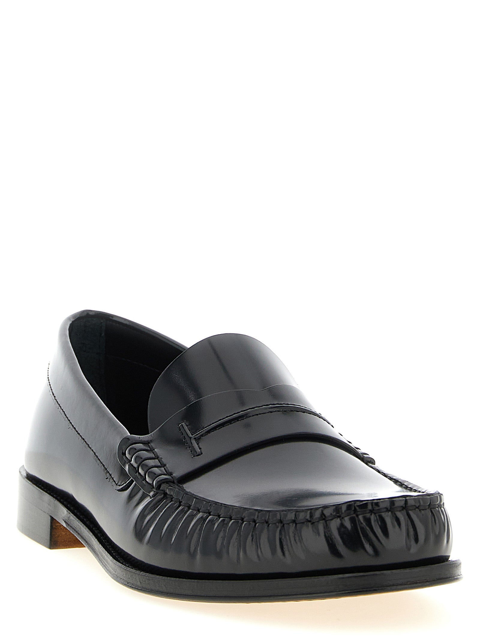 Shiny leather loafers Black Calfskin (bos Taurus)