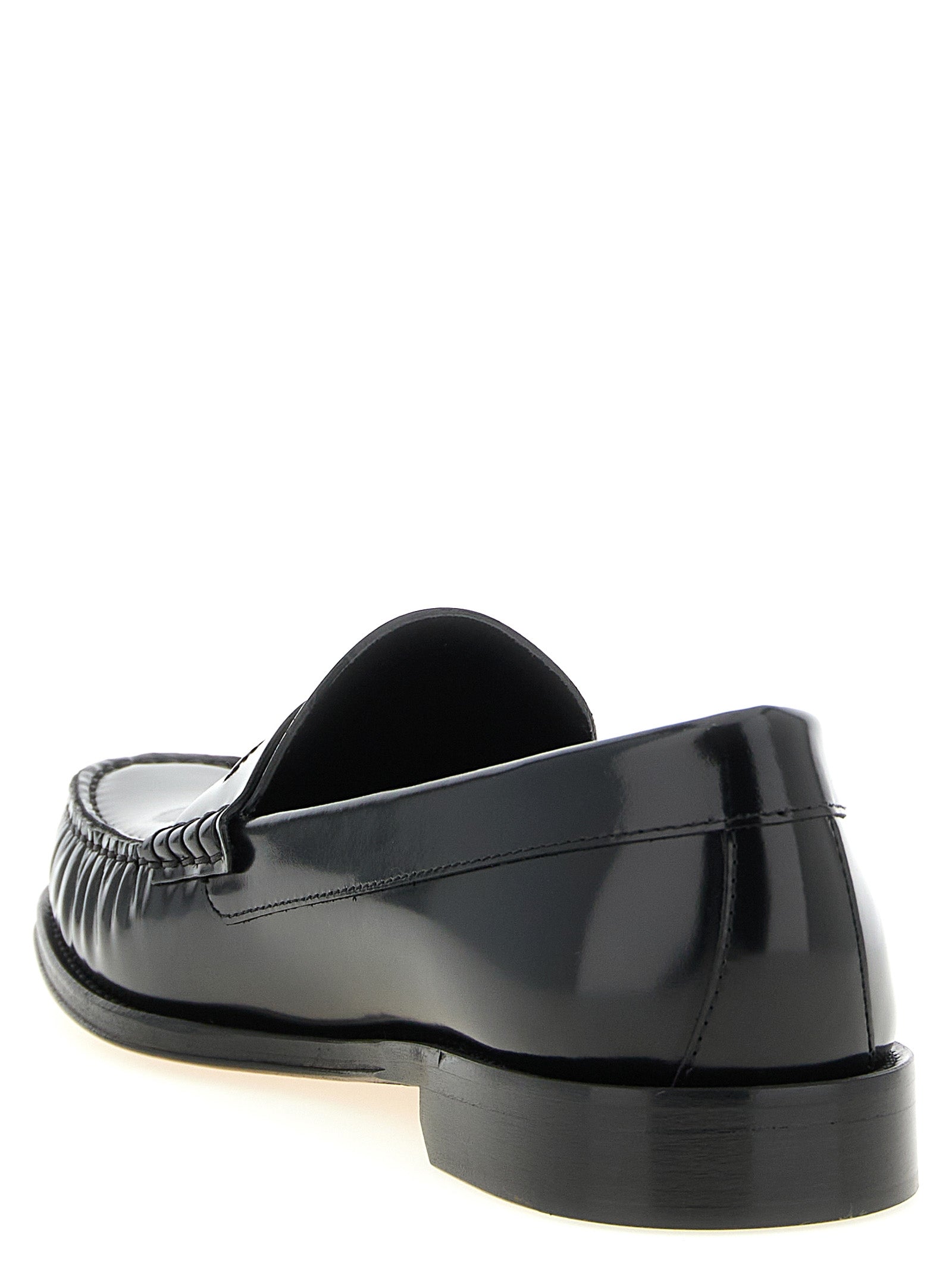 Shiny leather loafers Black Calfskin (bos Taurus)