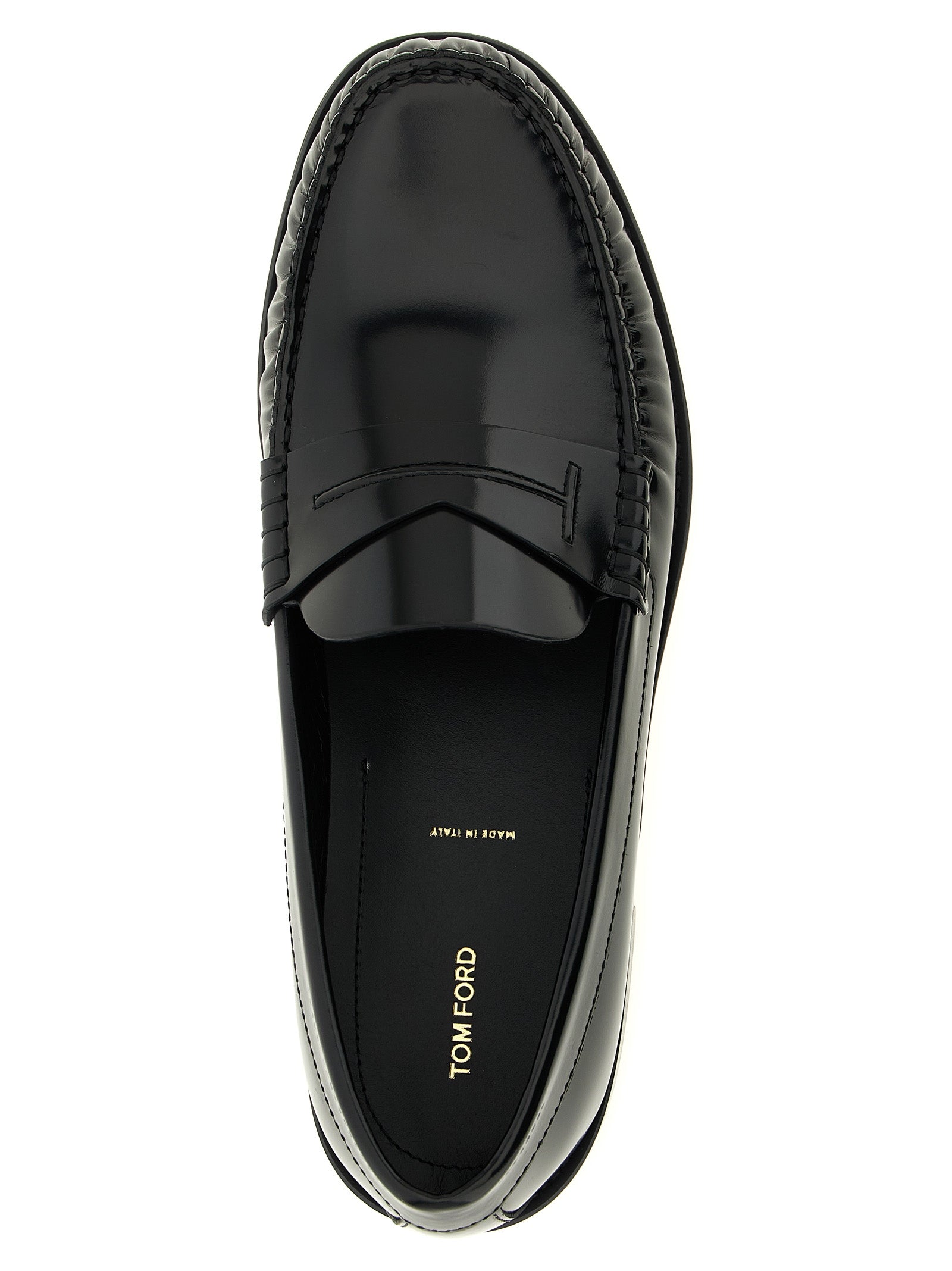 Shiny leather loafers Black Calfskin (bos Taurus)