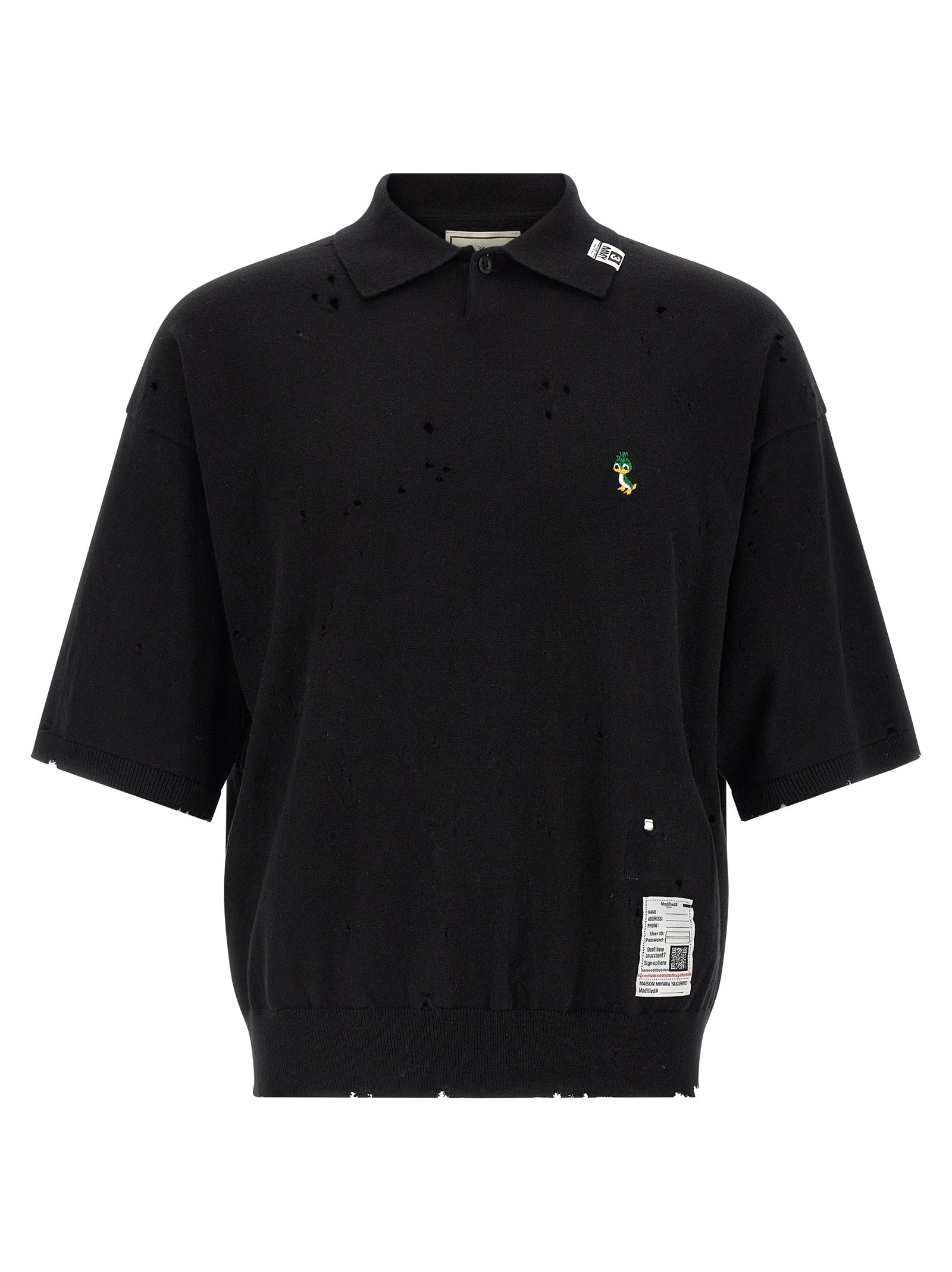 Embroidery polo shirt Black Cotton