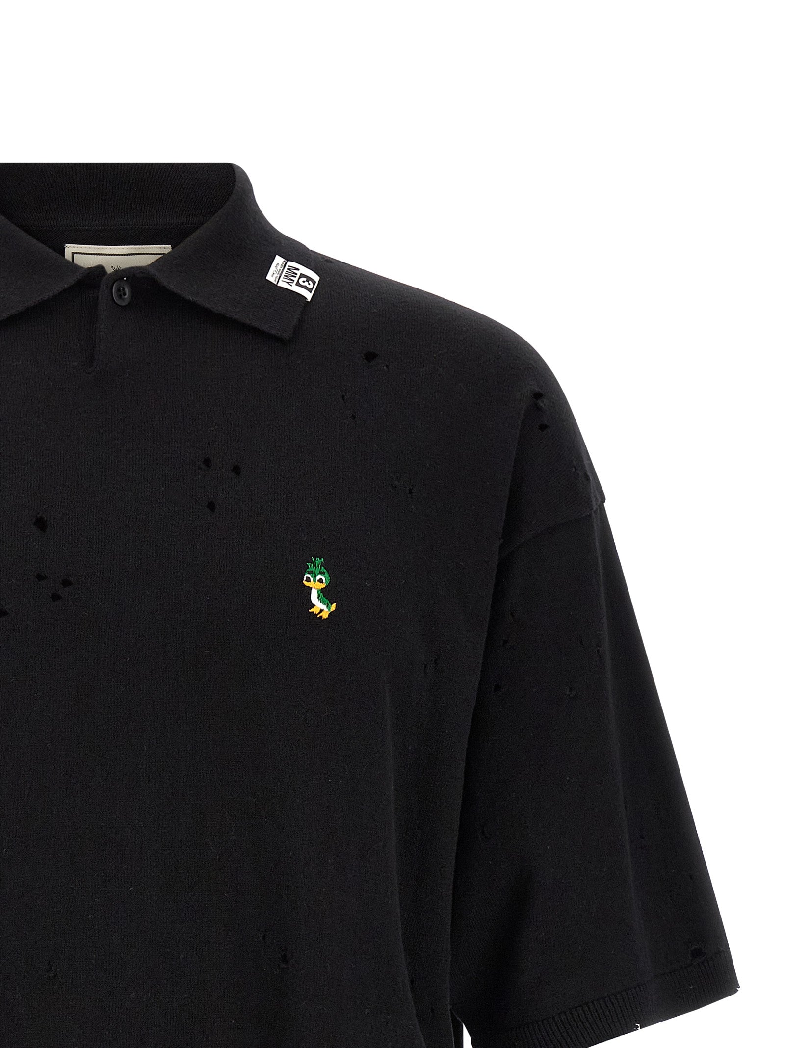 Embroidery polo shirt Black Cotton