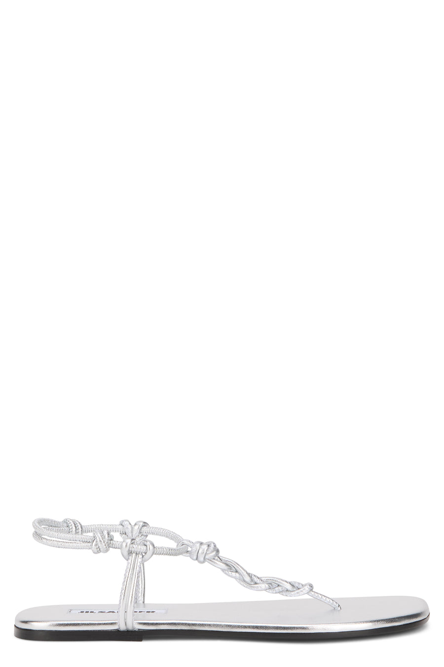 Flat Leather Sandals Silver