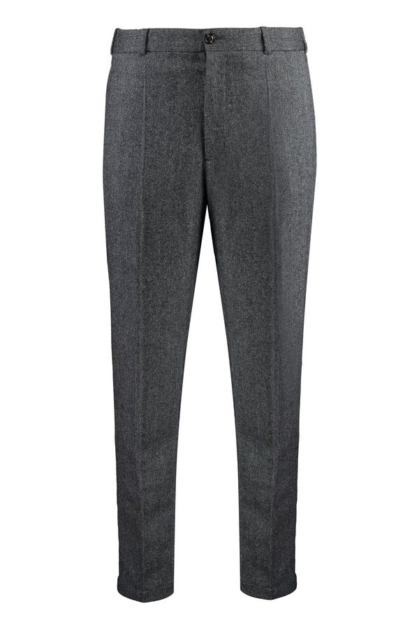 Trousers Wool-Blend Black Calf Leather