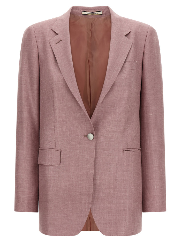 Adrianne blazer Pink Virgin Wool Silk Linen Blazer, Suits