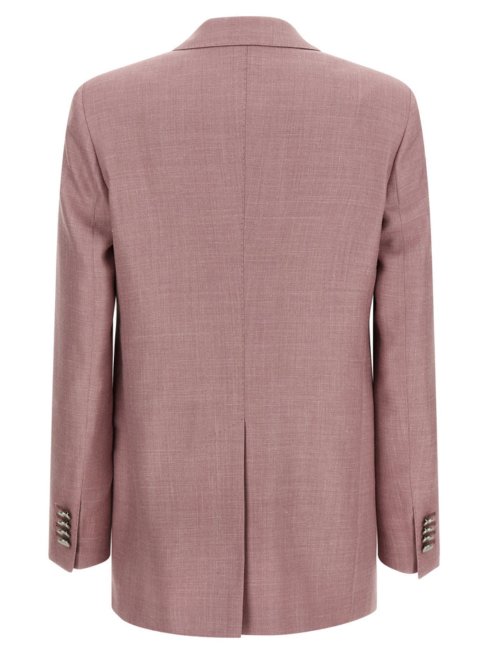 Adrianne blazer Pink Virgin Wool Silk Linen Blazer, Suits