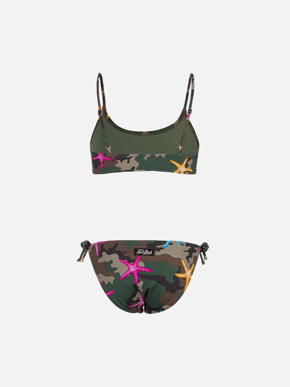 Girl Bralette Bikini Jaiden With Seastar On Camouflage Print Green