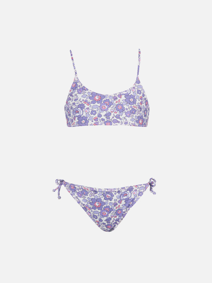 Girl Double Face Bralette Bikini Jaiden With Betsy Print | Made Liberty Fabric Pink