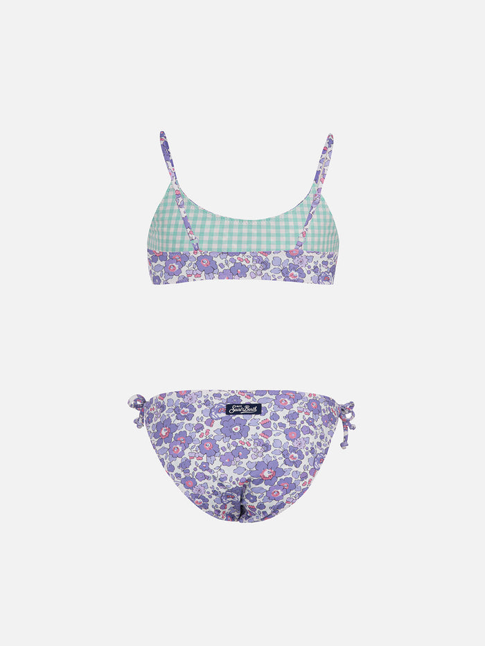 Girl Double Face Bralette Bikini Jaiden With Betsy Print | Made Liberty Fabric Pink