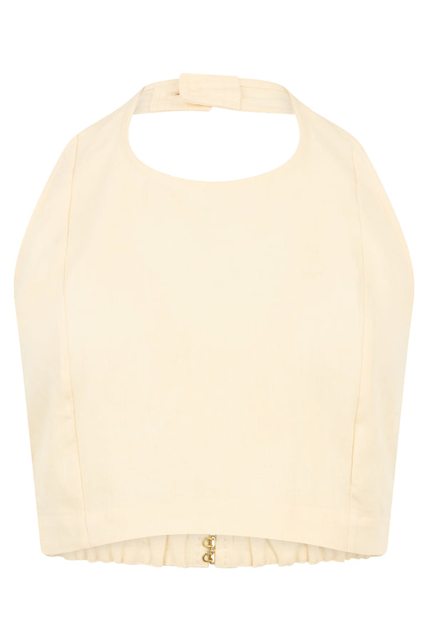 Sleeveless Top Jalo Cream Cotton Tops